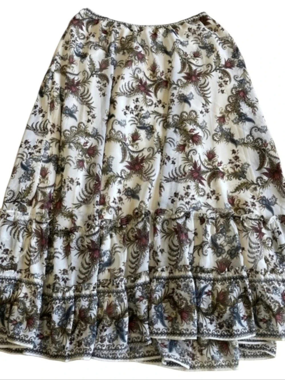 NWT Max Studio Size Large Floral Maxi Skirt Elastic Waist Ruffle Tiered